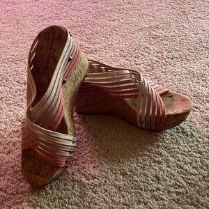 Lucky Brand Mykayla Cork Wedge Sandals Size 8 used
